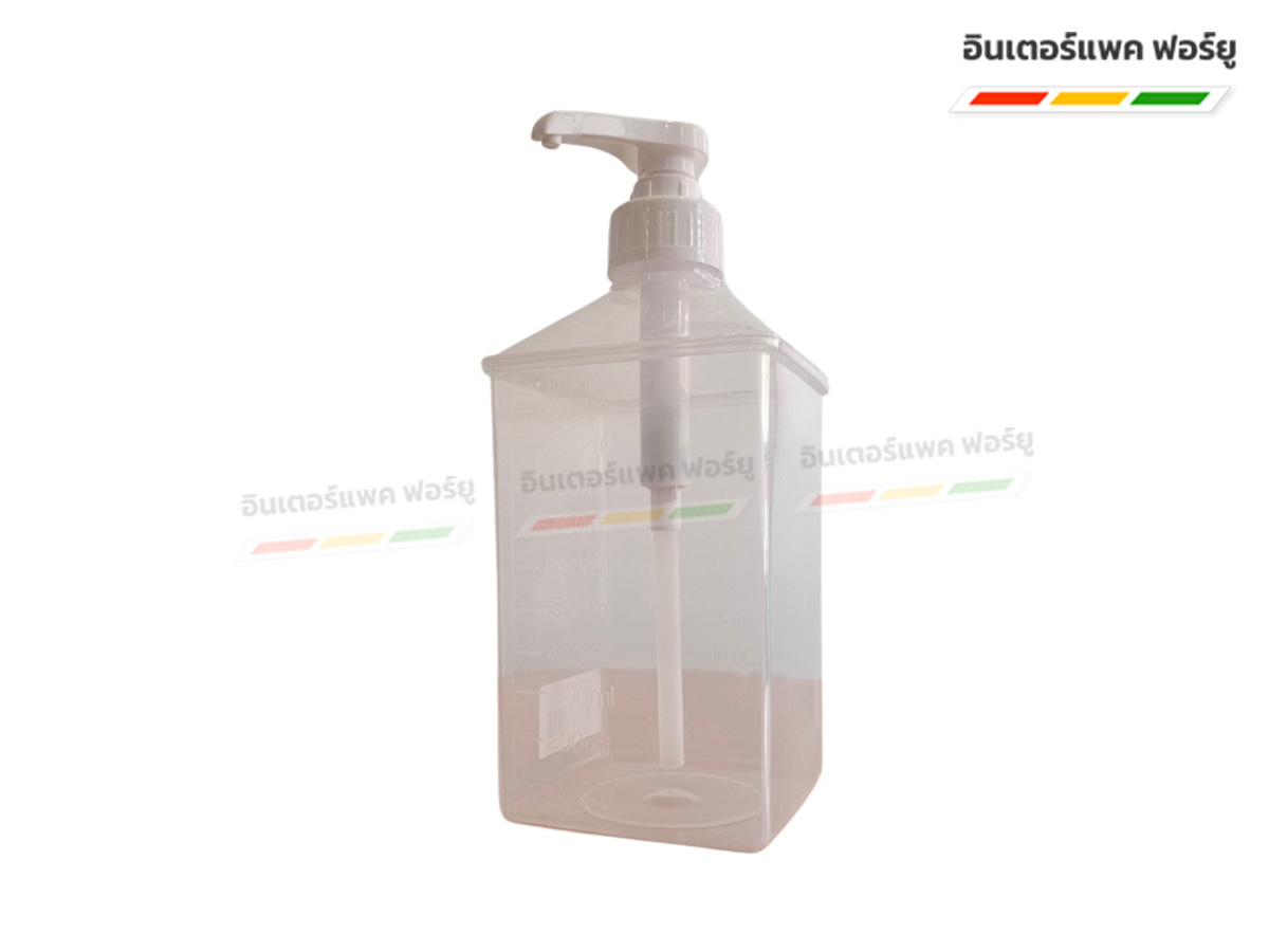 ขวดพลาสติกใส่น้ำเชื่อม 1100 ml + หัวปั๊ม หนา