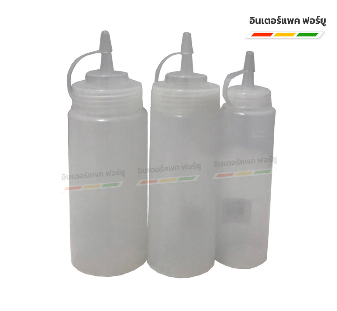 ขวดบีบพลาสติกสีขาว 8,12,24 oz.