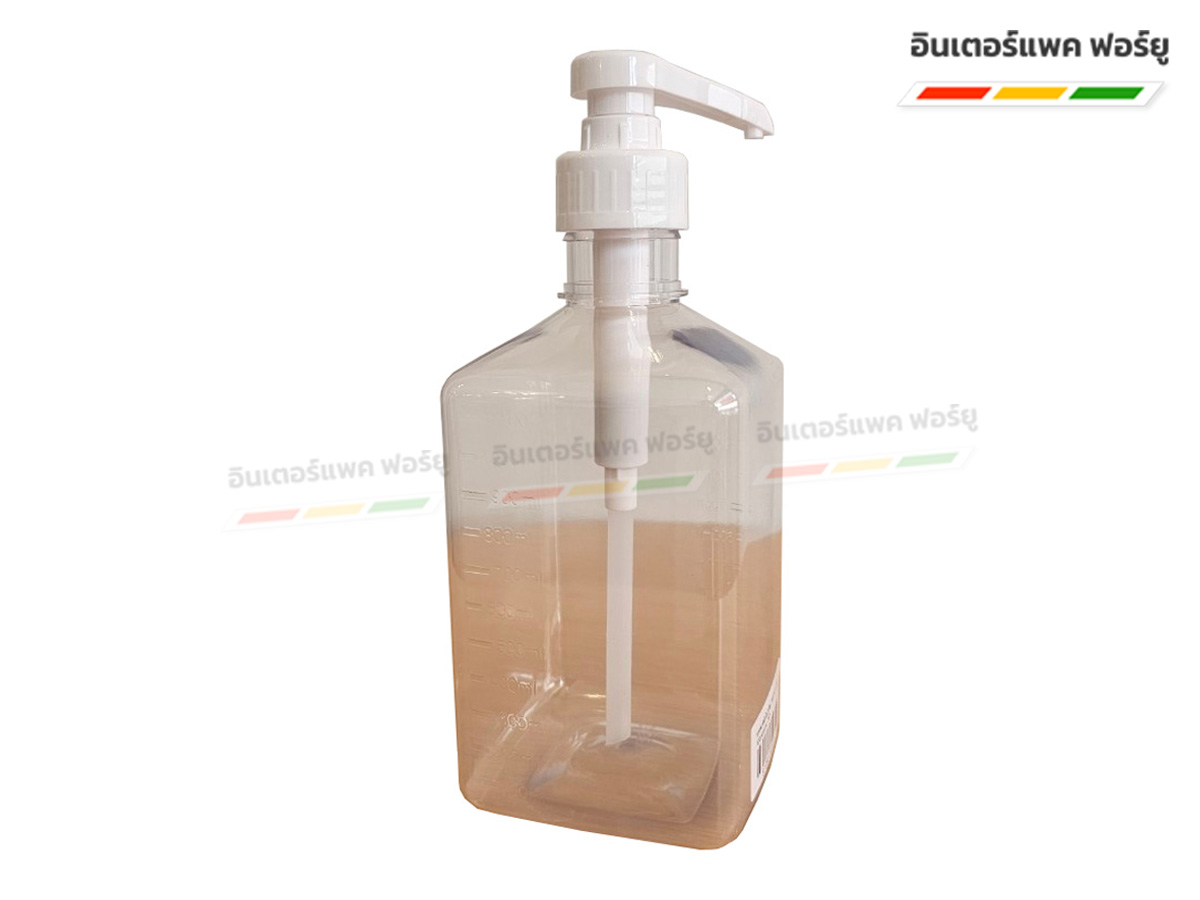 ขวดพลาสติกใส่น้ำเชื่อม 1100 ml + หัวปั๊ม บาง